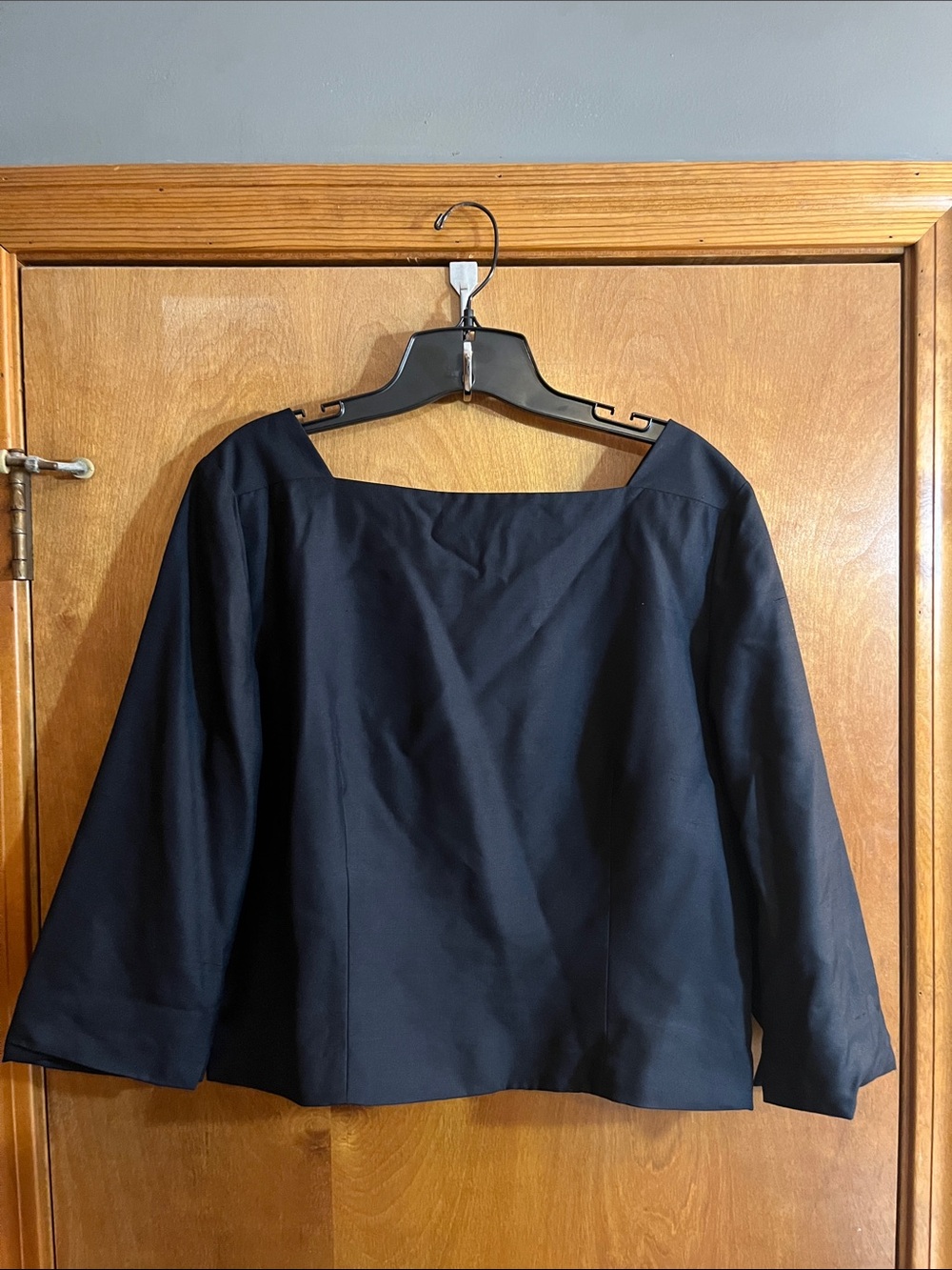 Ann Taylor Black Square-Neck Long-Sleeve Blouse - Bundle for Free Shipping